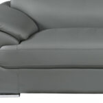 Gray Genuine Leather 5-Person Sofa and Loveseat Set, 2-Piece