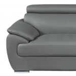 Gray Genuine Leather 5-Person Sofa and Loveseat Set, 2-Piece