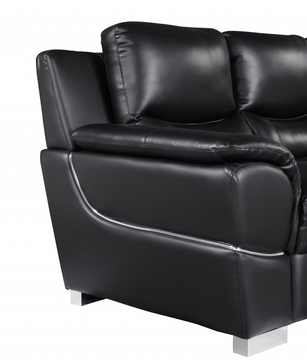 Two Piece Black Leather Five Person Sofa and Loveseat Set 5 Two Piece Black Leather Five Person Sofa and Loveseat Set - Image 5