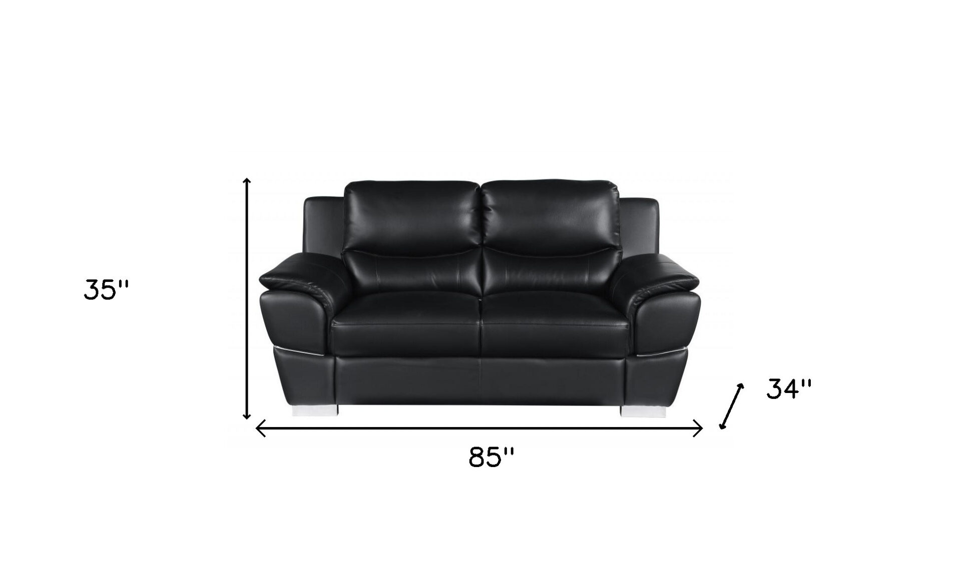 Two Piece Black Leather Five Person Sofa and Loveseat Set 9 Two Piece Black Leather Five Person Sofa and Loveseat Set - Image 9