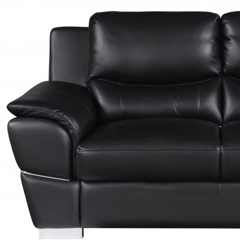 Two Piece Black Leather Five Person Sofa and Loveseat Set 7 Two Piece Black Leather Five Person Sofa and Loveseat Set - Image 7