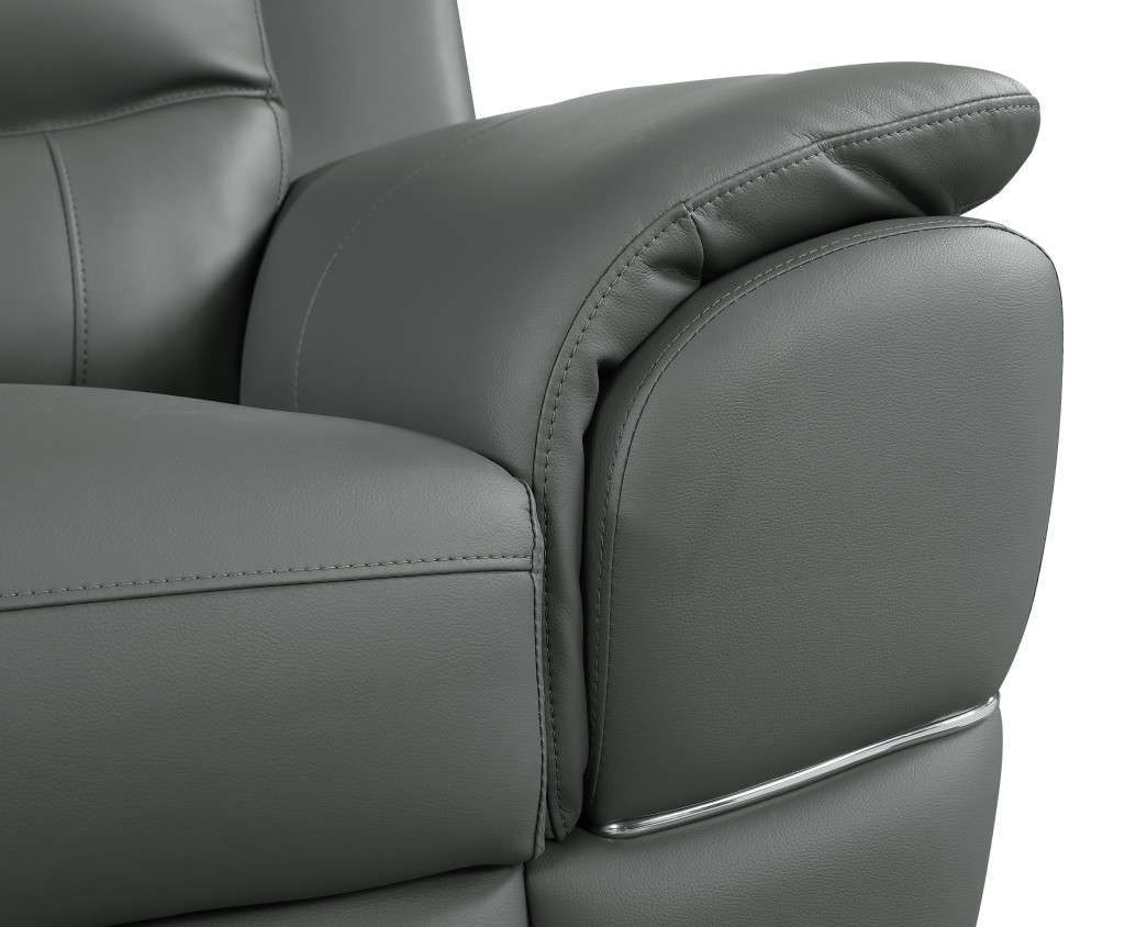 Two Piece Gray Leather Seating Set with Loveseat, Seats Five 5 Two Piece Gray Leather Seating Set with Loveseat, Seats Five - Image 5
