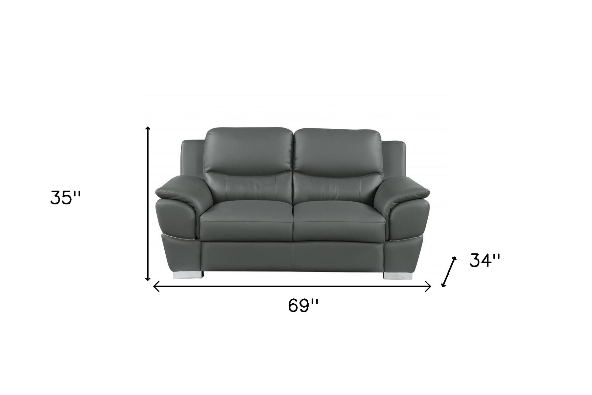 Two Piece Gray Leather Seating Set with Loveseat, Seats Five 9 Two Piece Gray Leather Seating Set with Loveseat, Seats Five - Image 9