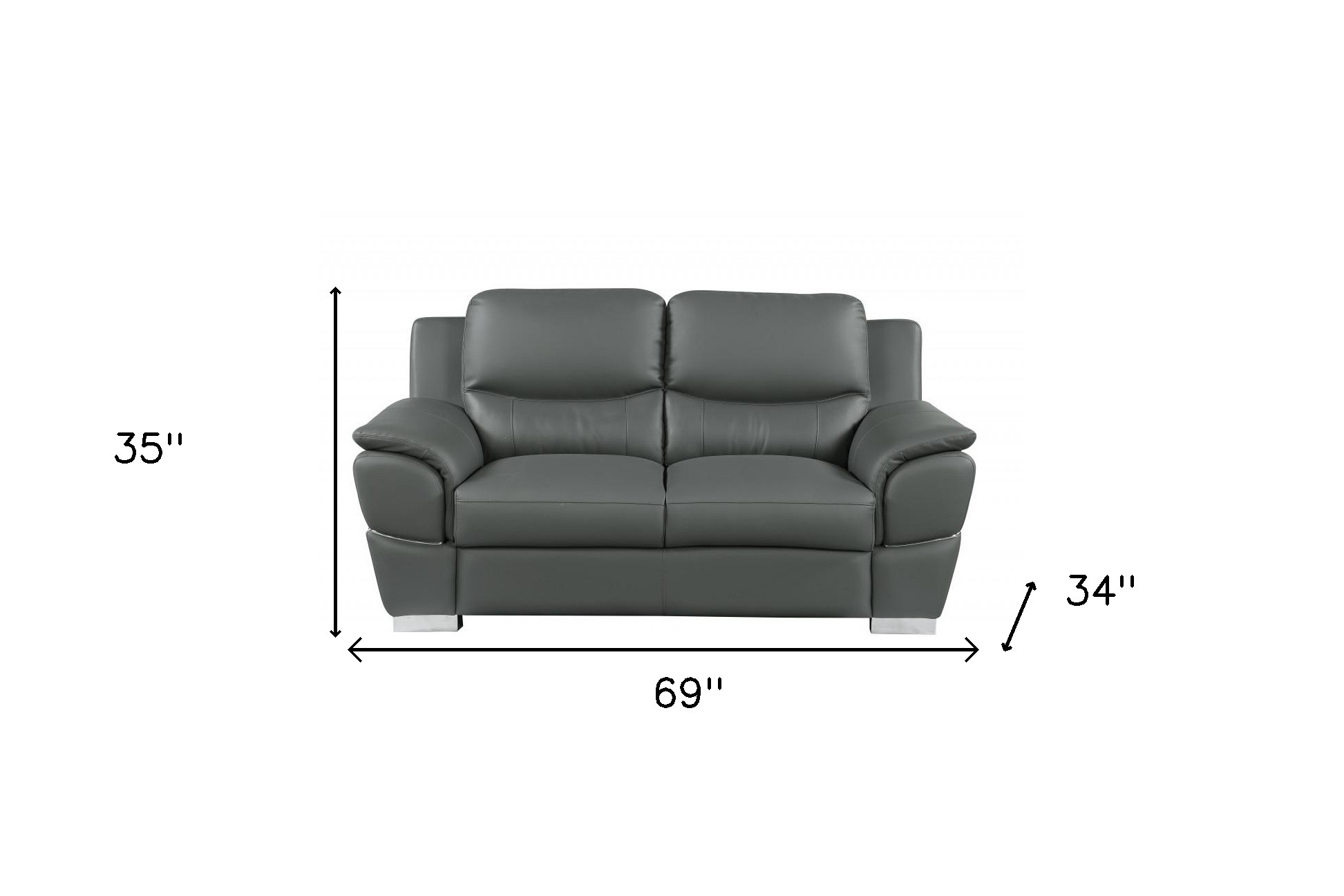 Two Piece Gray Leather Seating Set with Loveseat, Seats Five 18 Two Piece Gray Leather Seating Set with Loveseat, Seats Five