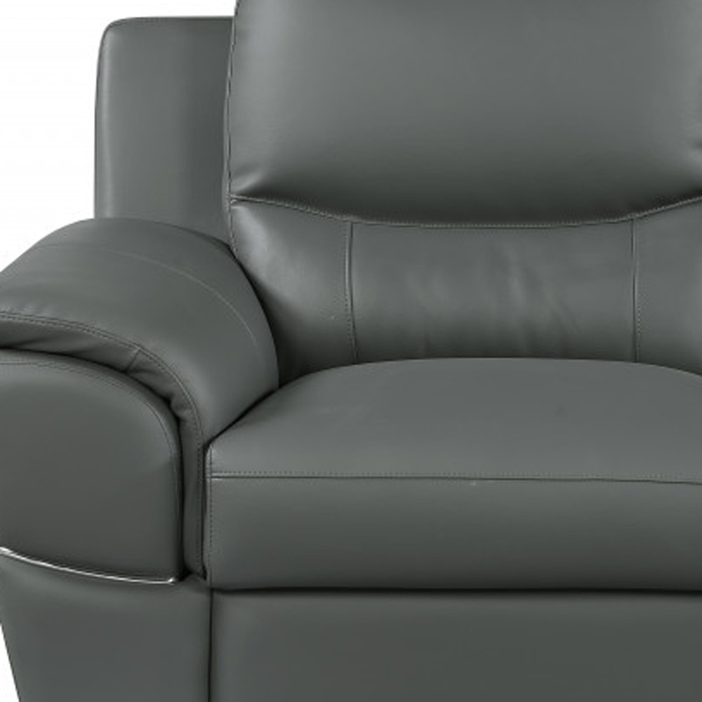 Two Piece Gray Leather Seating Set with Loveseat, Seats Five 6 Two Piece Gray Leather Seating Set with Loveseat, Seats Five - Image 6