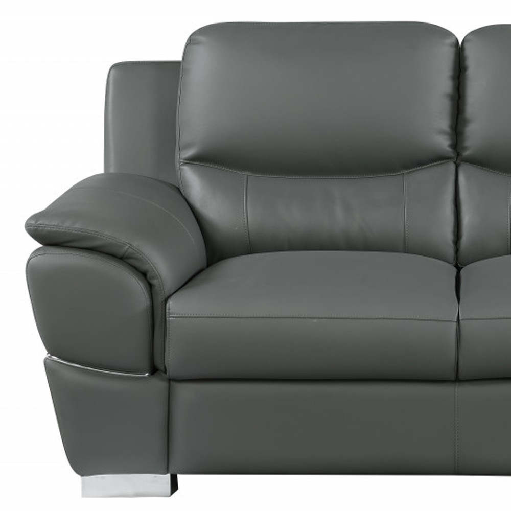 Two Piece Gray Leather Seating Set with Loveseat, Seats Five 7 Two Piece Gray Leather Seating Set with Loveseat, Seats Five - Image 7