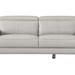 Light Gray Italian Leather 5-Person Sofa and Loveseat Set