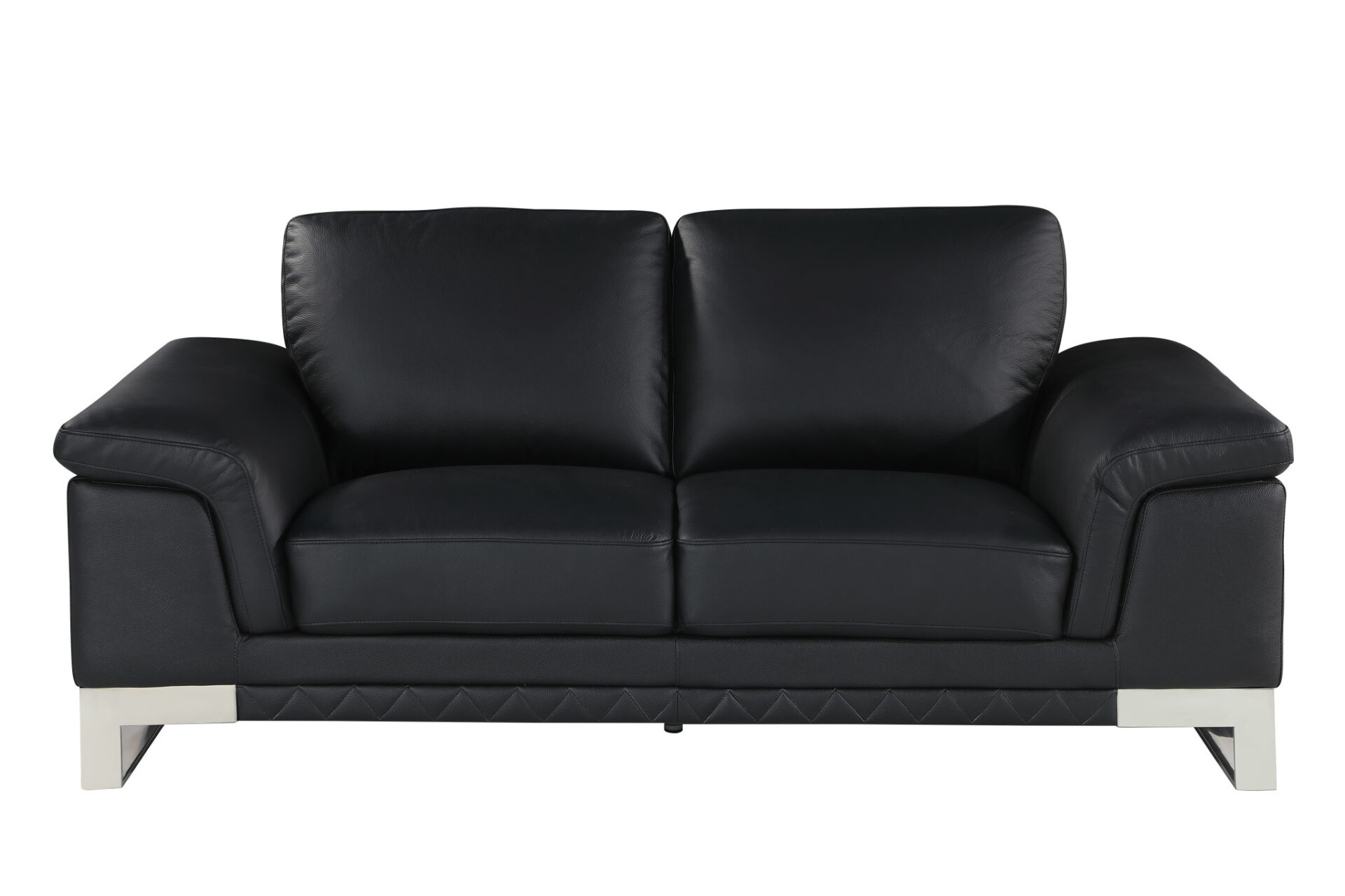 Two Piece Black Italian Leather Five Person Seating Set 7 Two Piece Black Italian Leather Five Person Seating Set - Image 7