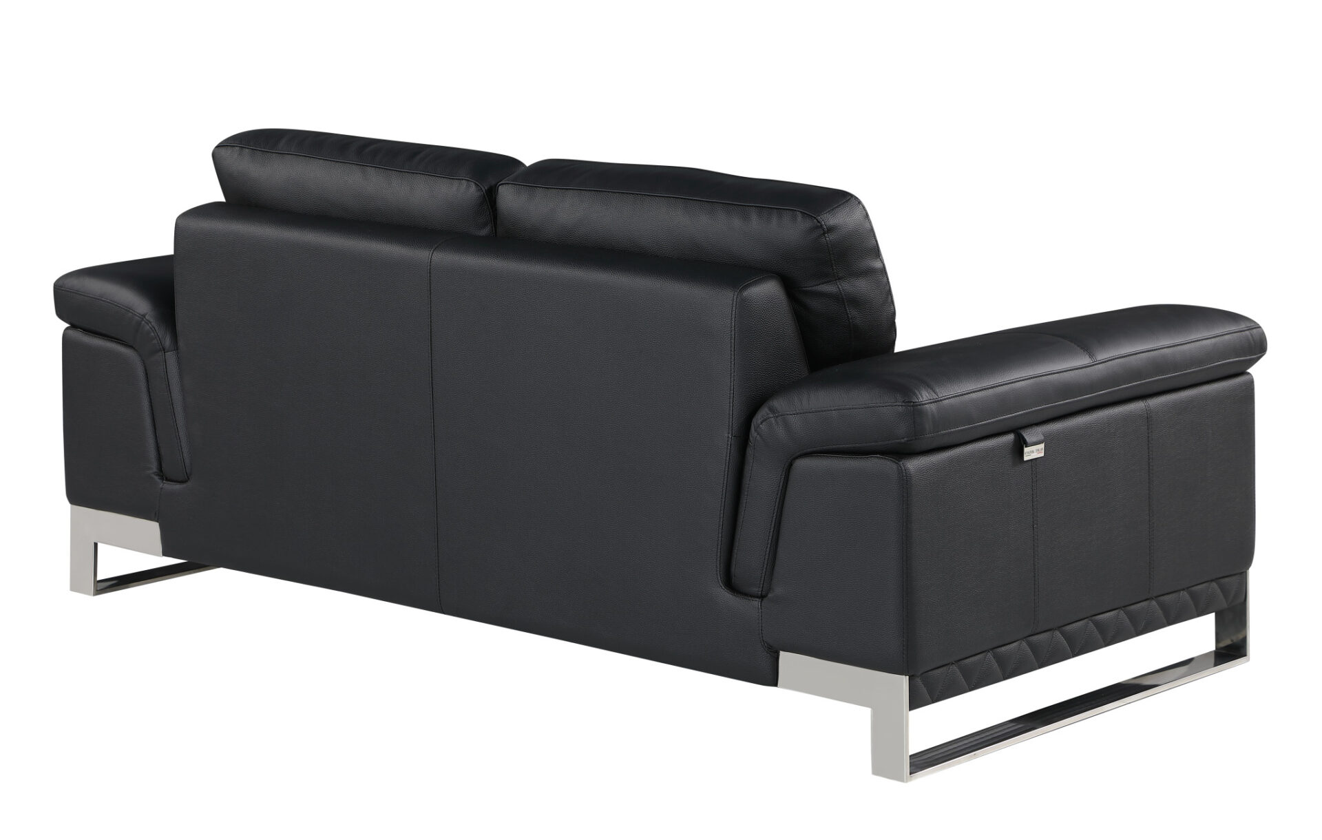 Two Piece Black Italian Leather Five Person Seating Set 1 Two Piece Black Italian Leather Five Person Seating Set