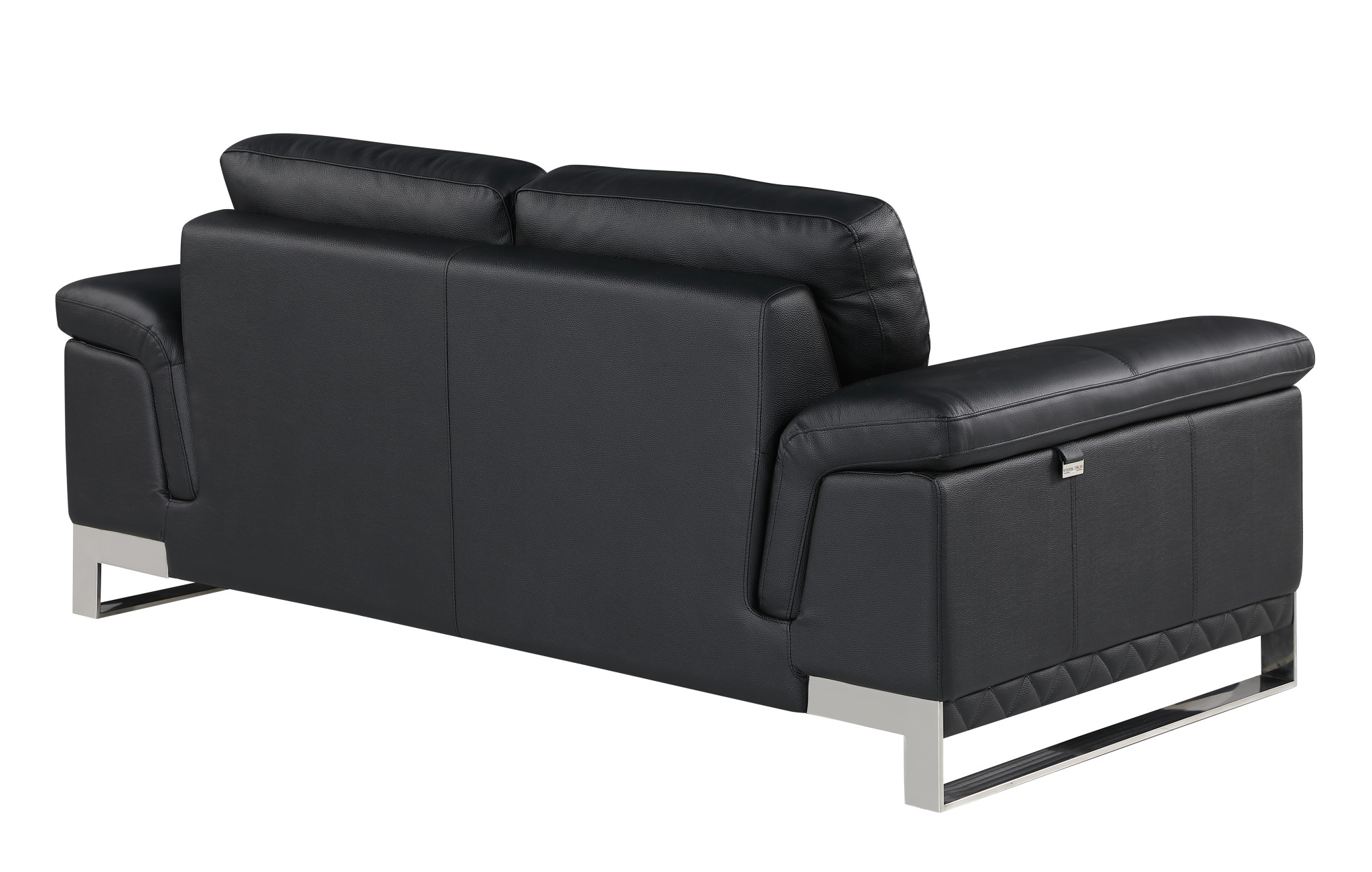 Two Piece Black Italian Leather Five Person Seating Set 10 Two Piece Black Italian Leather Five Person Seating Set
