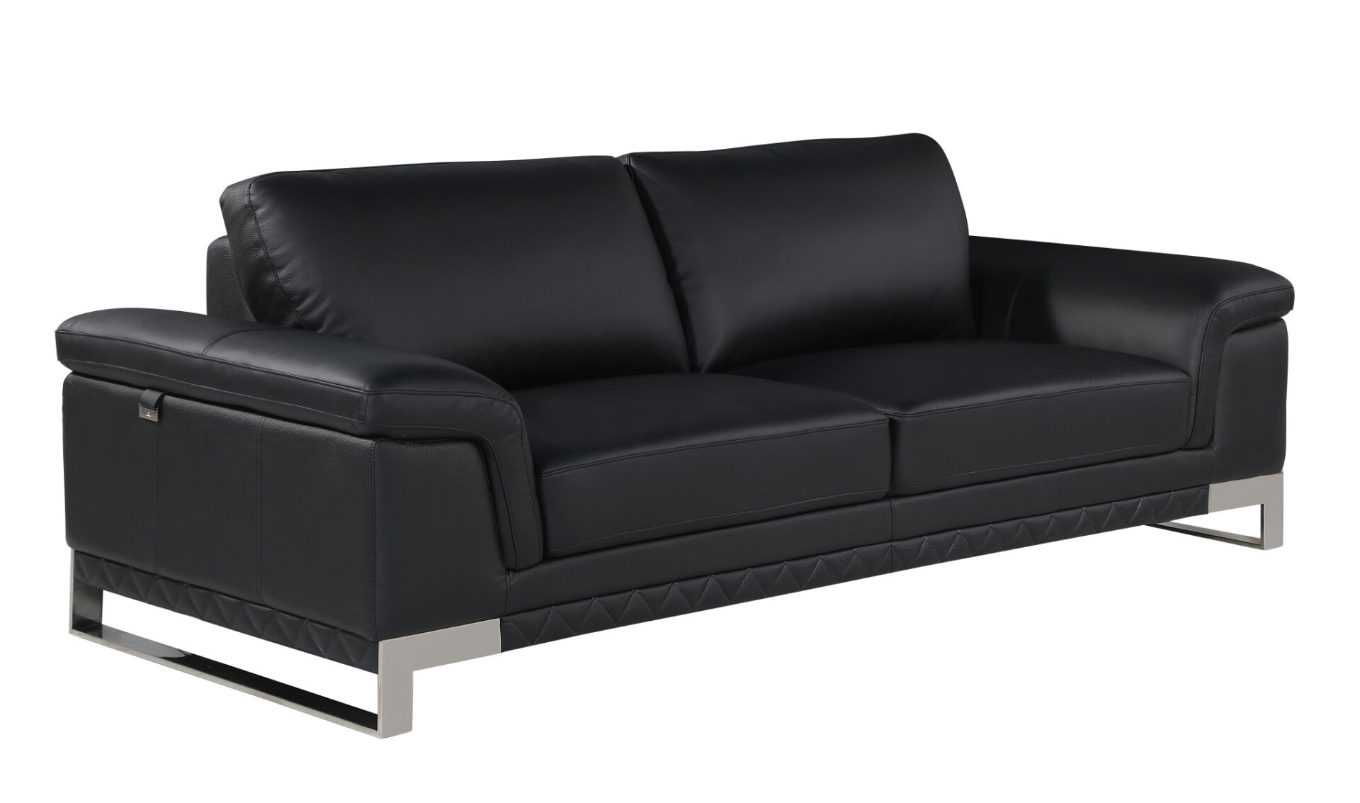 Two Piece Black Italian Leather Five Person Seating Set 2 Two Piece Black Italian Leather Five Person Seating Set - Image 2