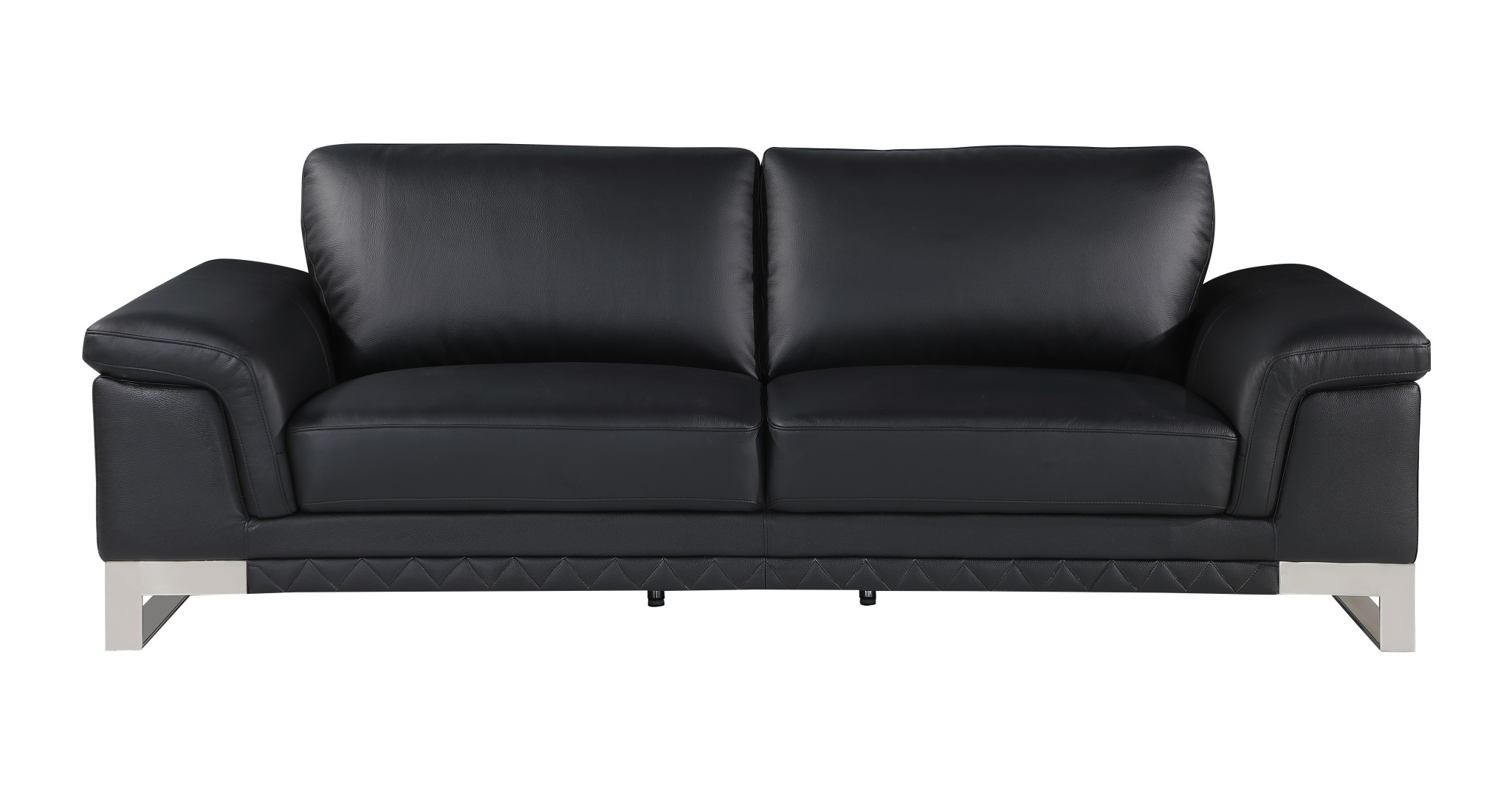 Two Piece Black Italian Leather Five Person Seating Set 12 Two Piece Black Italian Leather Five Person Seating Set