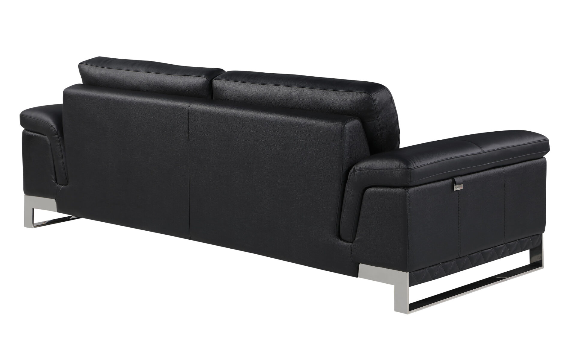 Two Piece Black Italian Leather Five Person Seating Set 4 Two Piece Black Italian Leather Five Person Seating Set - Image 4