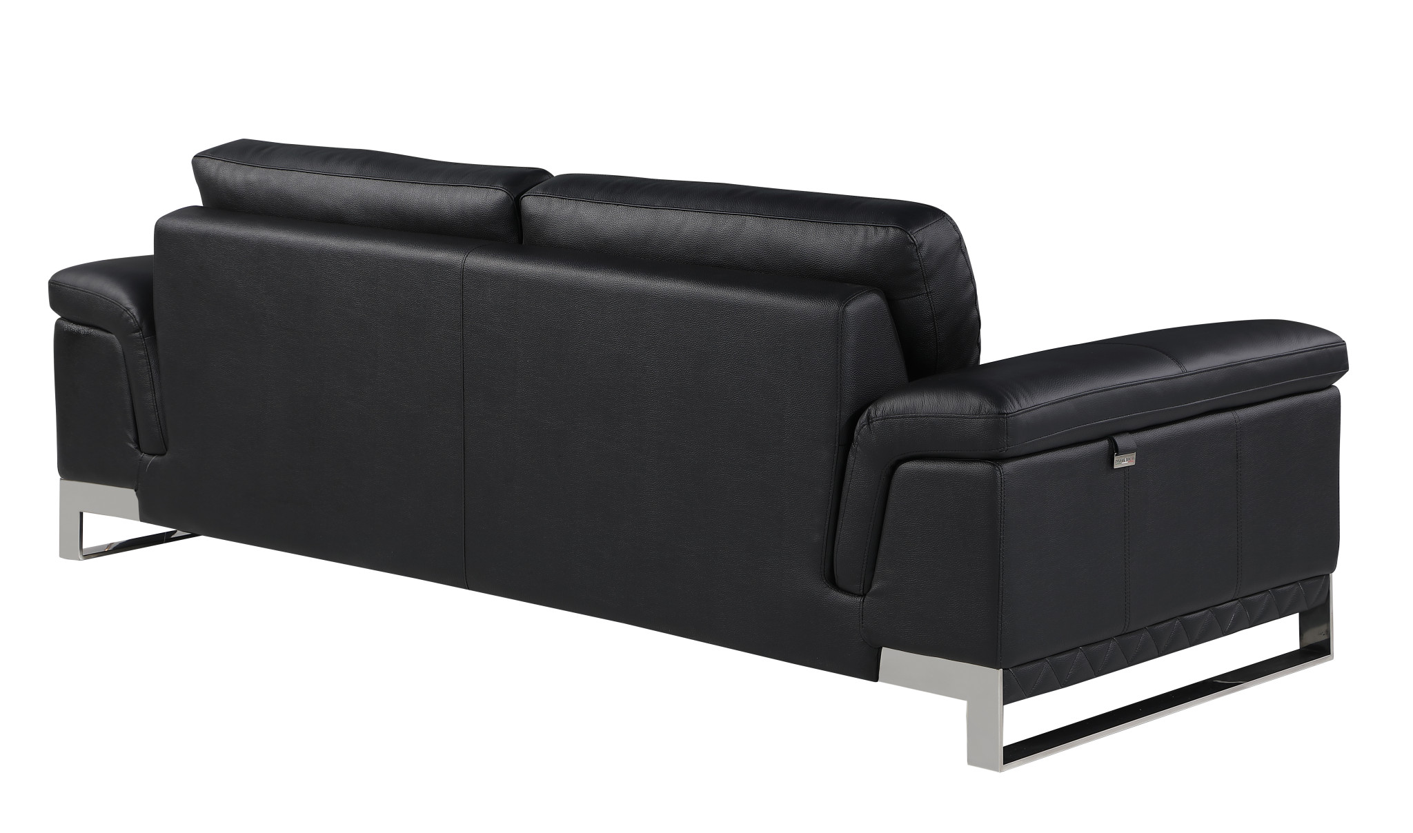 Two Piece Black Italian Leather Five Person Seating Set 13 Two Piece Black Italian Leather Five Person Seating Set