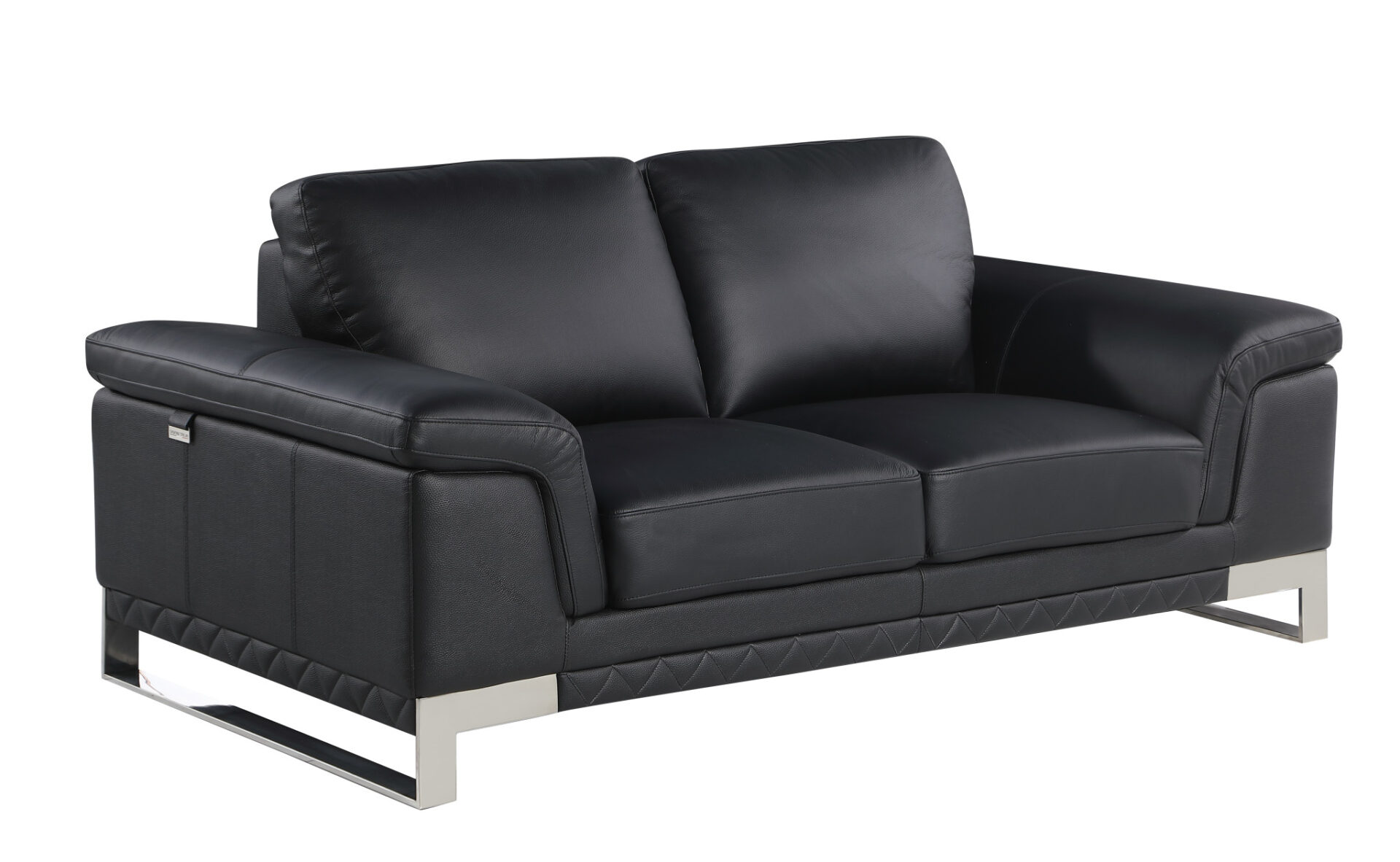 Two Piece Black Italian Leather Five Person Seating Set 6 Two Piece Black Italian Leather Five Person Seating Set - Image 6