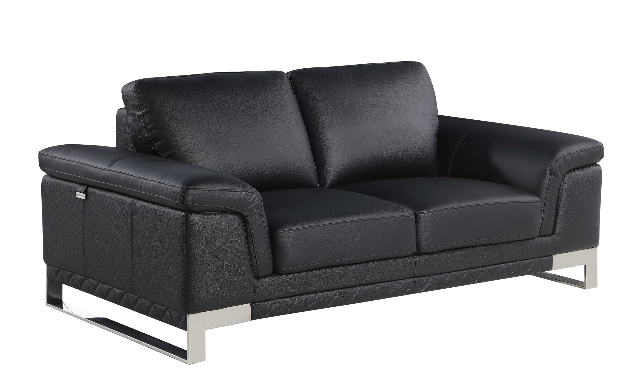 Two Piece Black Italian Leather Five Person Seating Set 15 Two Piece Black Italian Leather Five Person Seating Set