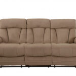 Two Piece Beige Microsuede Reclining Sofa and Loveseat Seating Set