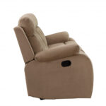 Two Piece Beige Microsuede Reclining Sofa and Loveseat Seating Set