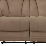 Two Piece Beige Microsuede Reclining Sofa and Loveseat Seating Set