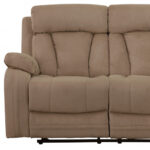 Two Piece Beige Microsuede Reclining Sofa and Loveseat Seating Set