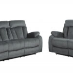 Gray Microsuede Reclining Sofa and Loveseat Set for 5