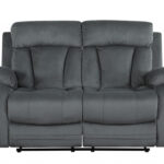 Gray Microsuede Reclining Sofa and Loveseat Set for 5