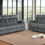 Gray Microsuede Reclining Sofa and Loveseat Set for 5