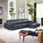 Navy Blue Italian Leather L-Shaped Sofa with Chaise Sectional 11 Navy Blue Italian Leather L-Shaped Sofa with Chaise Sectional