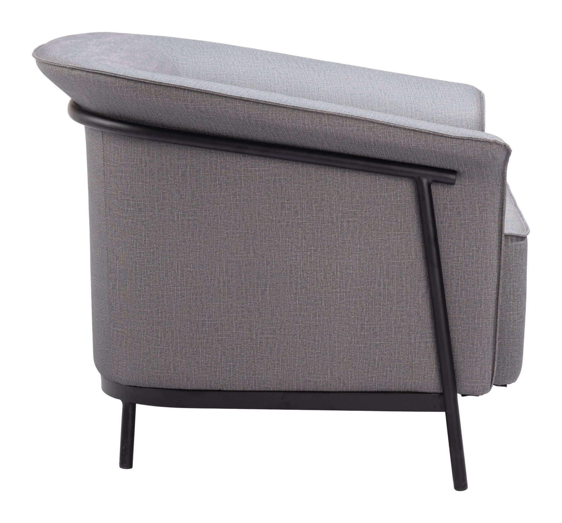 Slate Gray Vinyl Accent Chair with Steel Frame and Armrests 2 Slate Gray Vinyl Accent Chair with Steel Frame and Armrests - Image 2