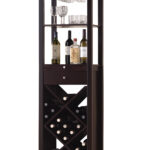 Modern Umber Wood Wine Cabinet with Lattice Rack and Drawer