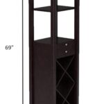 Modern Umber Wood Wine Cabinet with Lattice Rack and Drawer