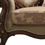 Velvet Paisley Loveseat with Toss Pillows Beige Gold Brown