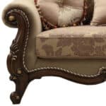Velvet Paisley Loveseat with Toss Pillows Beige Gold Brown