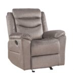 37" Brown Velvet Recliner with Tufted Back and Nailhead Trim