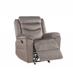 37" Brown Velvet Recliner with Tufted Back and Nailhead Trim