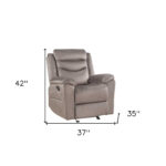 37" Brown Velvet Recliner with Tufted Back and Nailhead Trim