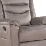 37" Brown Velvet Recliner with Tufted Back and Nailhead Trim
