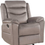 37" Brown Velvet Recliner with Tufted Back and Nailhead Trim