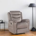 37" Brown Velvet Recliner with Tufted Back and Nailhead Trim