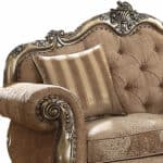 Brown Platinum Damask Chesterfield Loveseat with Rolled Arms 69-Inch
