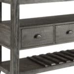 White Marble Gray Oak Wood Server with Metal Legs