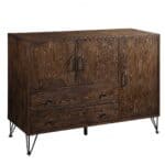 Walnut Black Industrial Wood and Metal Server with Storage