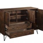 Walnut Black Industrial Wood and Metal Server with Storage