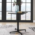 24" Black Metal Folding Table with Industrial Grid Design