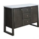 Industrial Marble and Gray Oak Wood Server With Storage