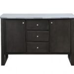 Industrial Marble and Gray Oak Wood Server With Storage