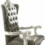 28 Inch Gray Faux Leather Tufted Swivel Adjustable Desk Chair