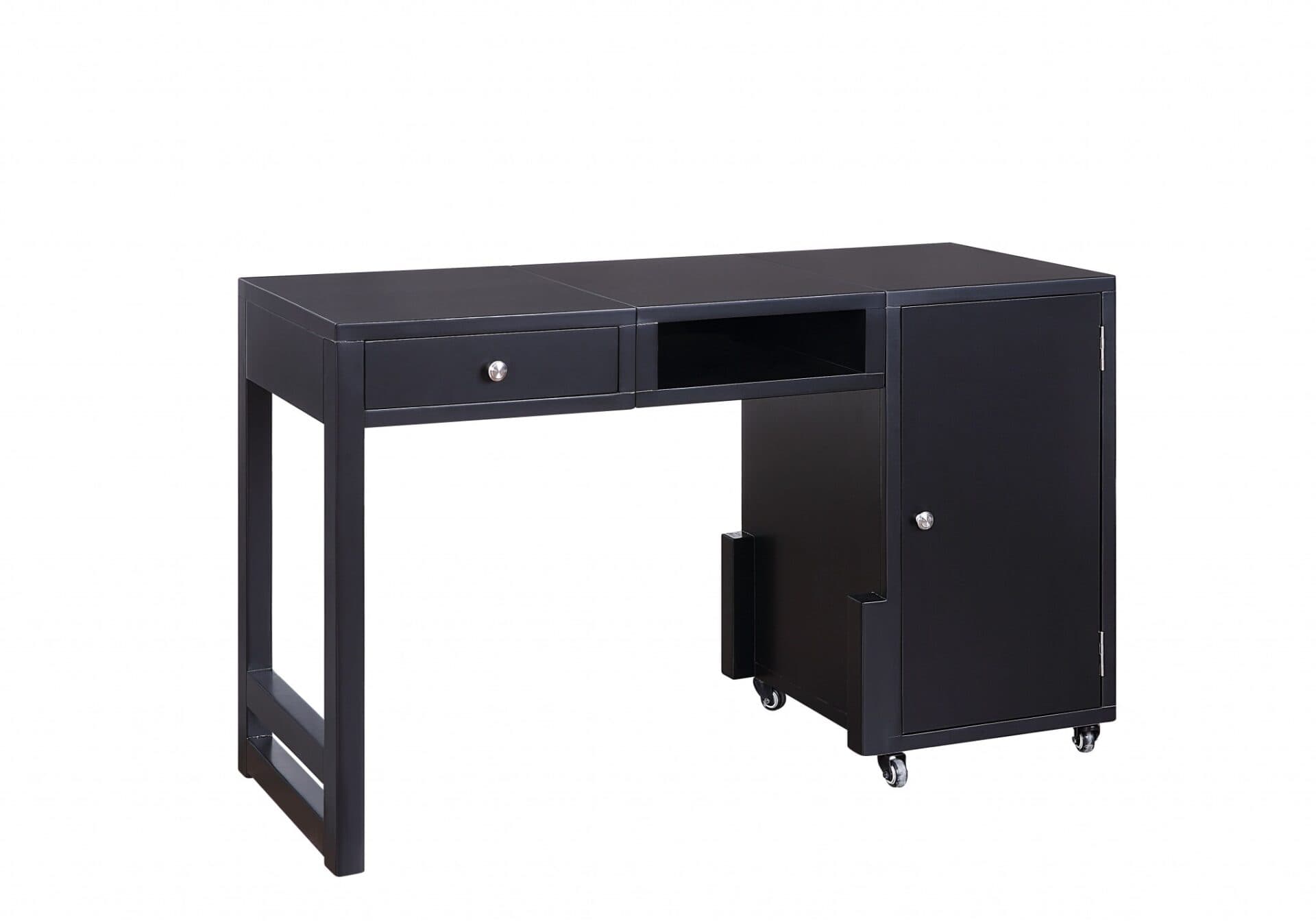 Black Rectangular Writing Desk with Storage Cabinets, 48 Inches Wide 2 Black Rectangular Writing Desk with Storage Cabinets, 48 Inches Wide - Image 2