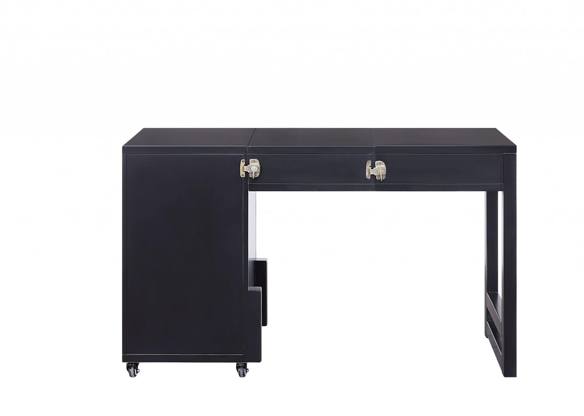 Black Rectangular Writing Desk with Storage Cabinets, 48 Inches Wide 3 Black Rectangular Writing Desk with Storage Cabinets, 48 Inches Wide - Image 3