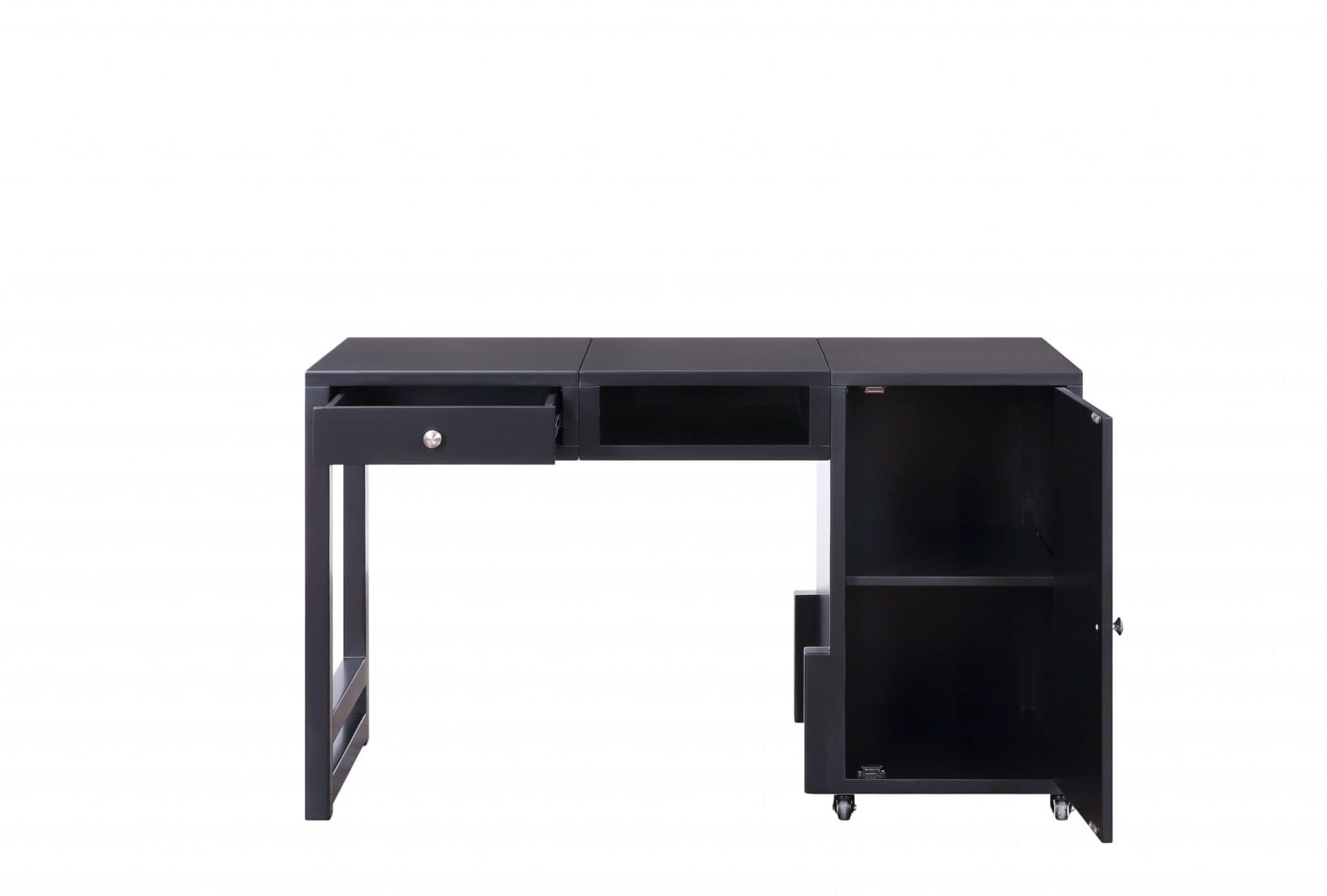 Black Rectangular Writing Desk with Storage Cabinets, 48 Inches Wide 4 Black Rectangular Writing Desk with Storage Cabinets, 48 Inches Wide - Image 4